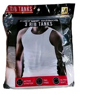 Michael Adams 3 Rib Multi Color Tank Tops Men's Medium Undershirts  Soft Stretch